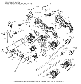 Kt745-3100 Fuel System Diagram and Parts List for KT745-3100  Cub Cadet Engine